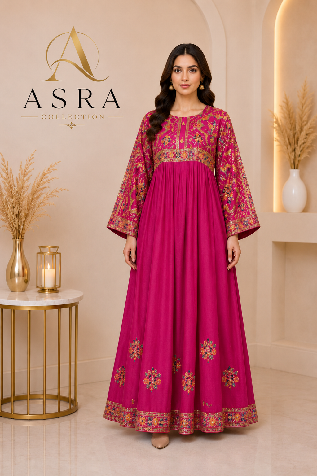 Embroidered One-Piece Long Dress