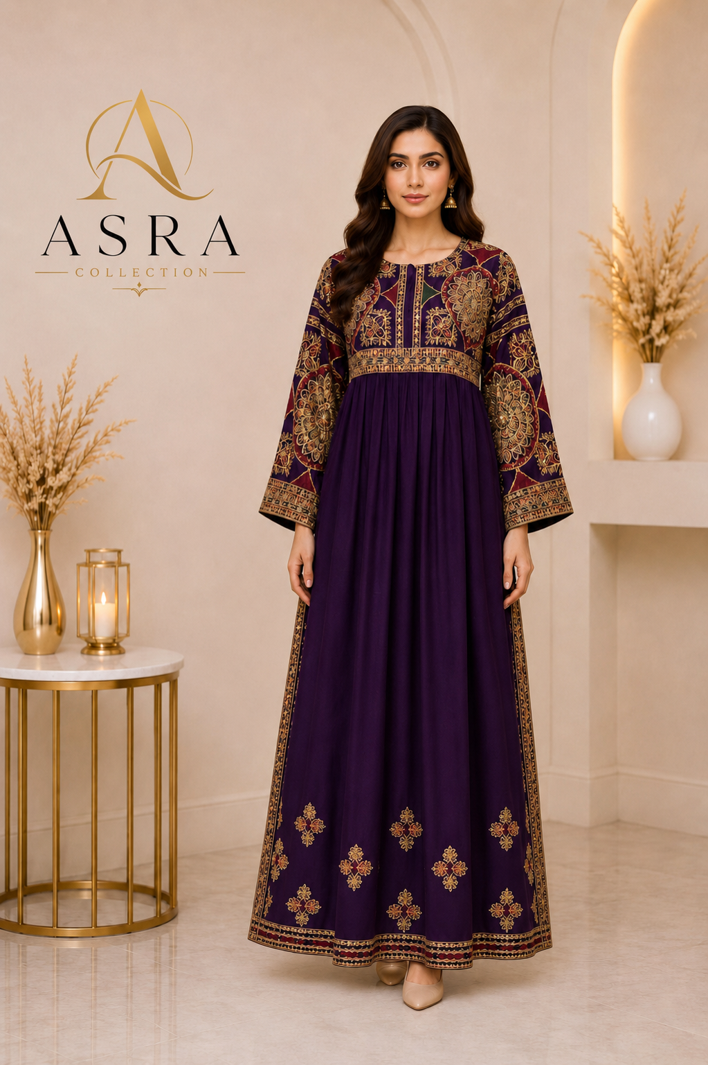 Embroidered One-Piece Long Dress