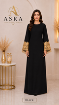 Golden Embroidered Sleeve Maxi Dress