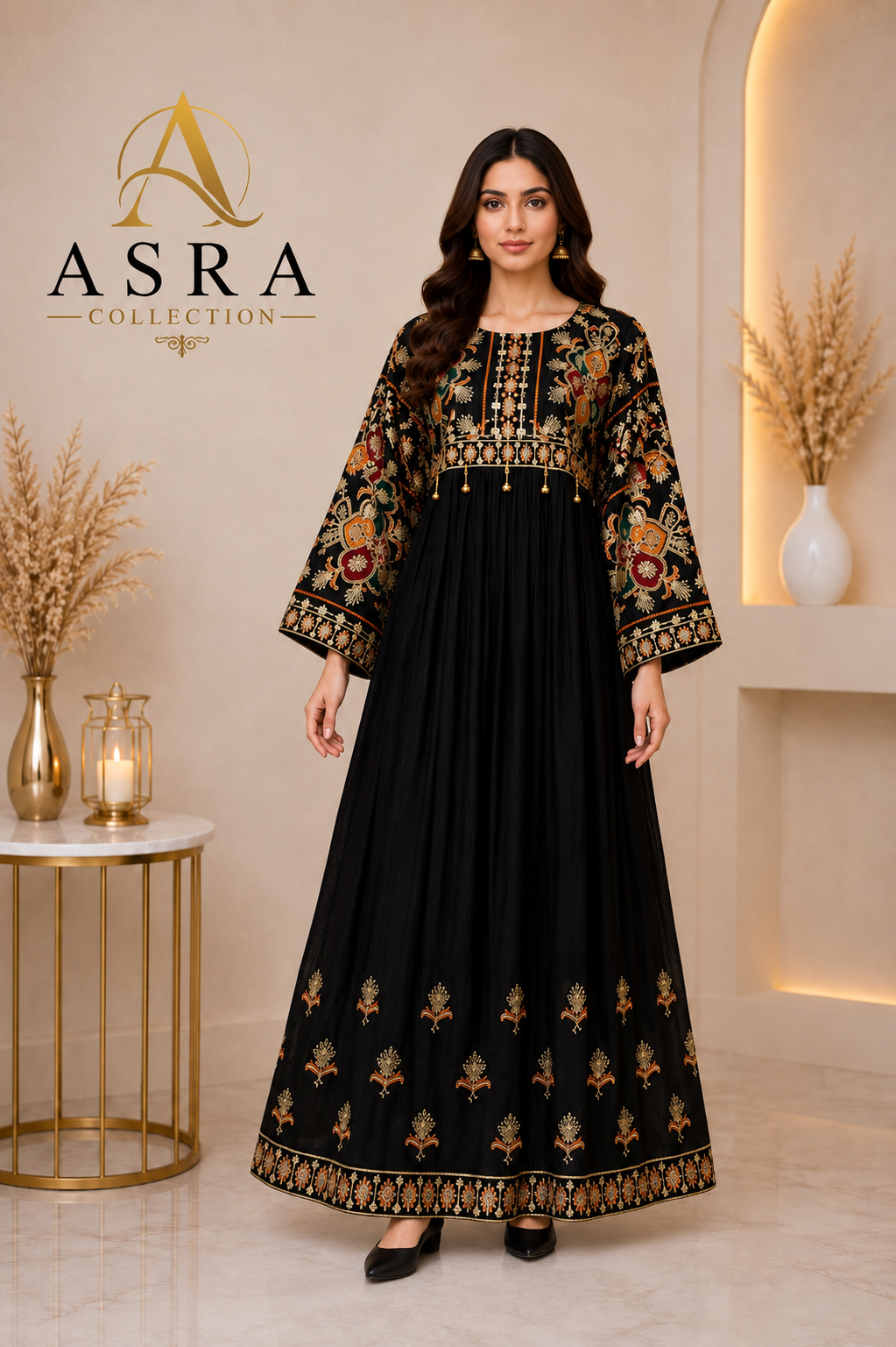 Embroidered One-Piece Long Dress