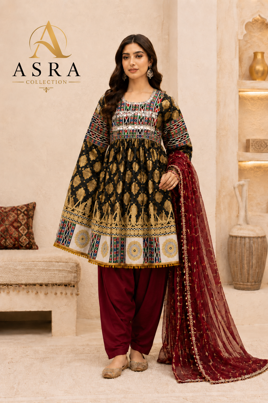 Elegant Afghan Gand Traditional Set