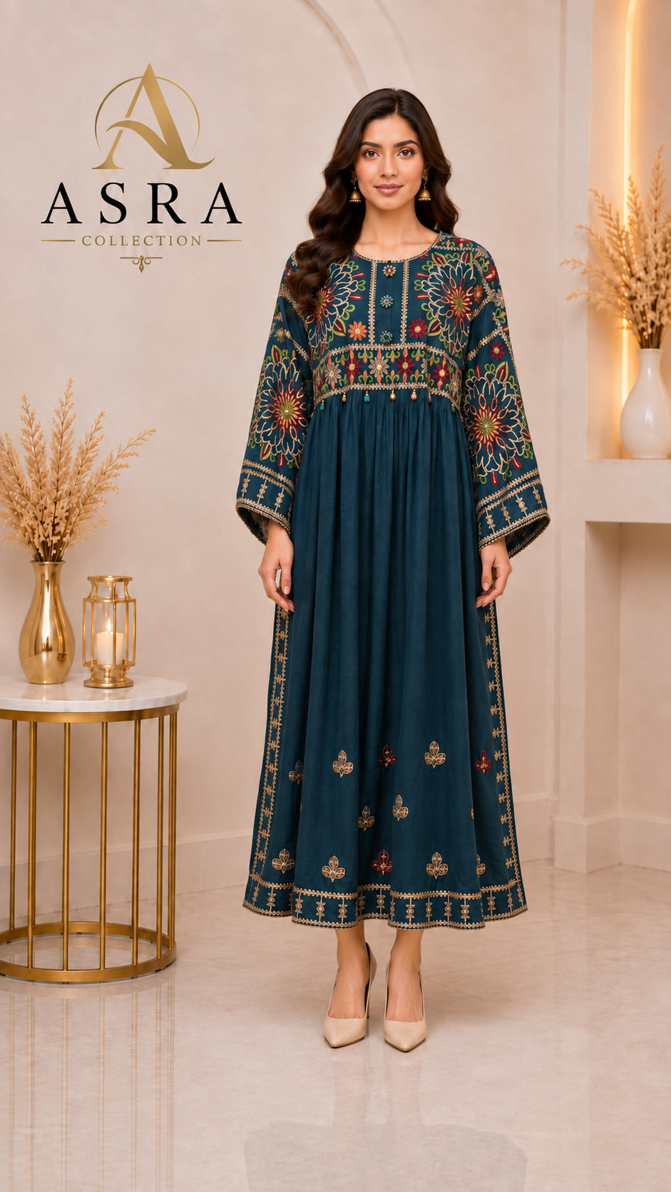 Embroidered One-Piece Long Dress
