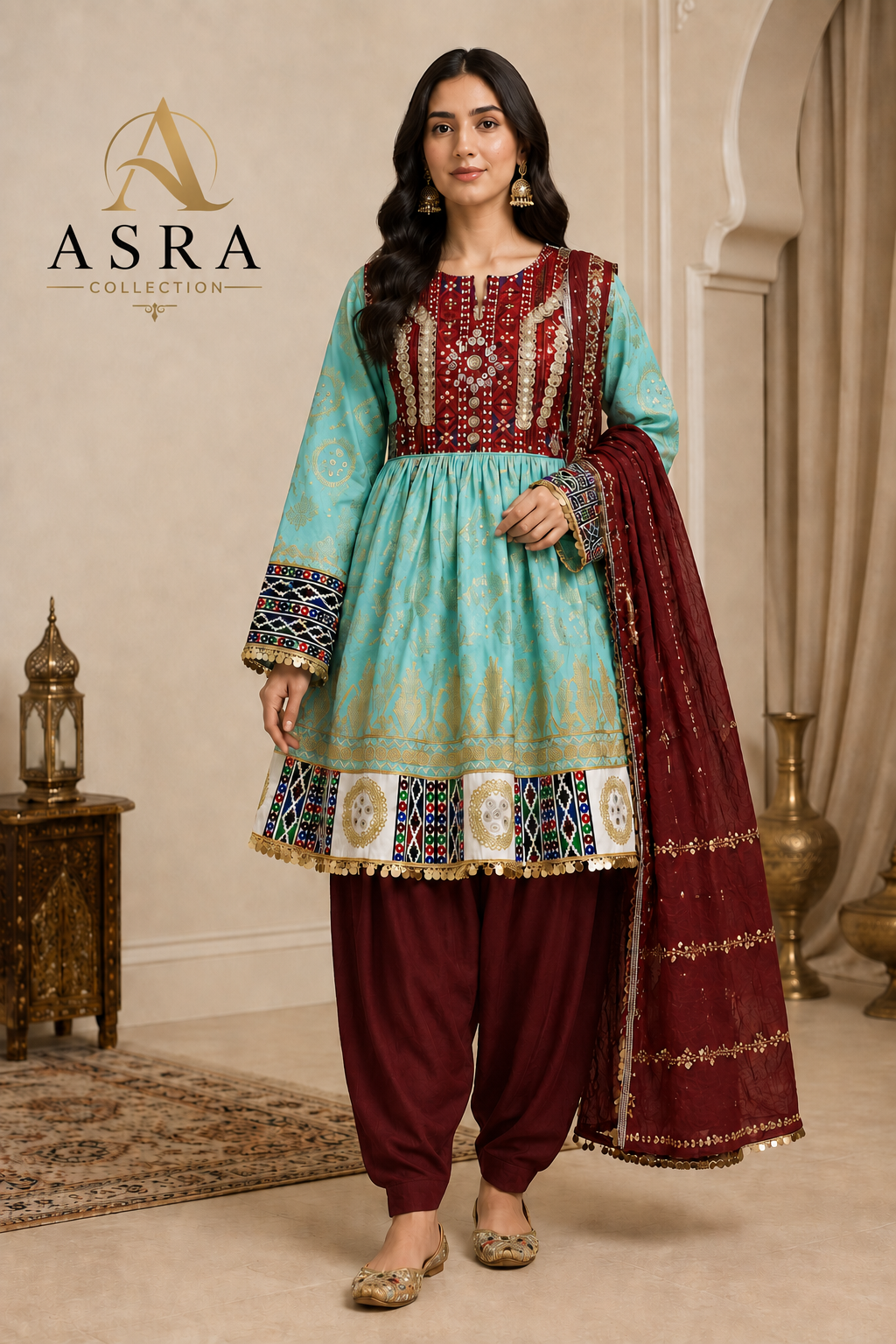 Elegant Afghan Gand Traditional Set