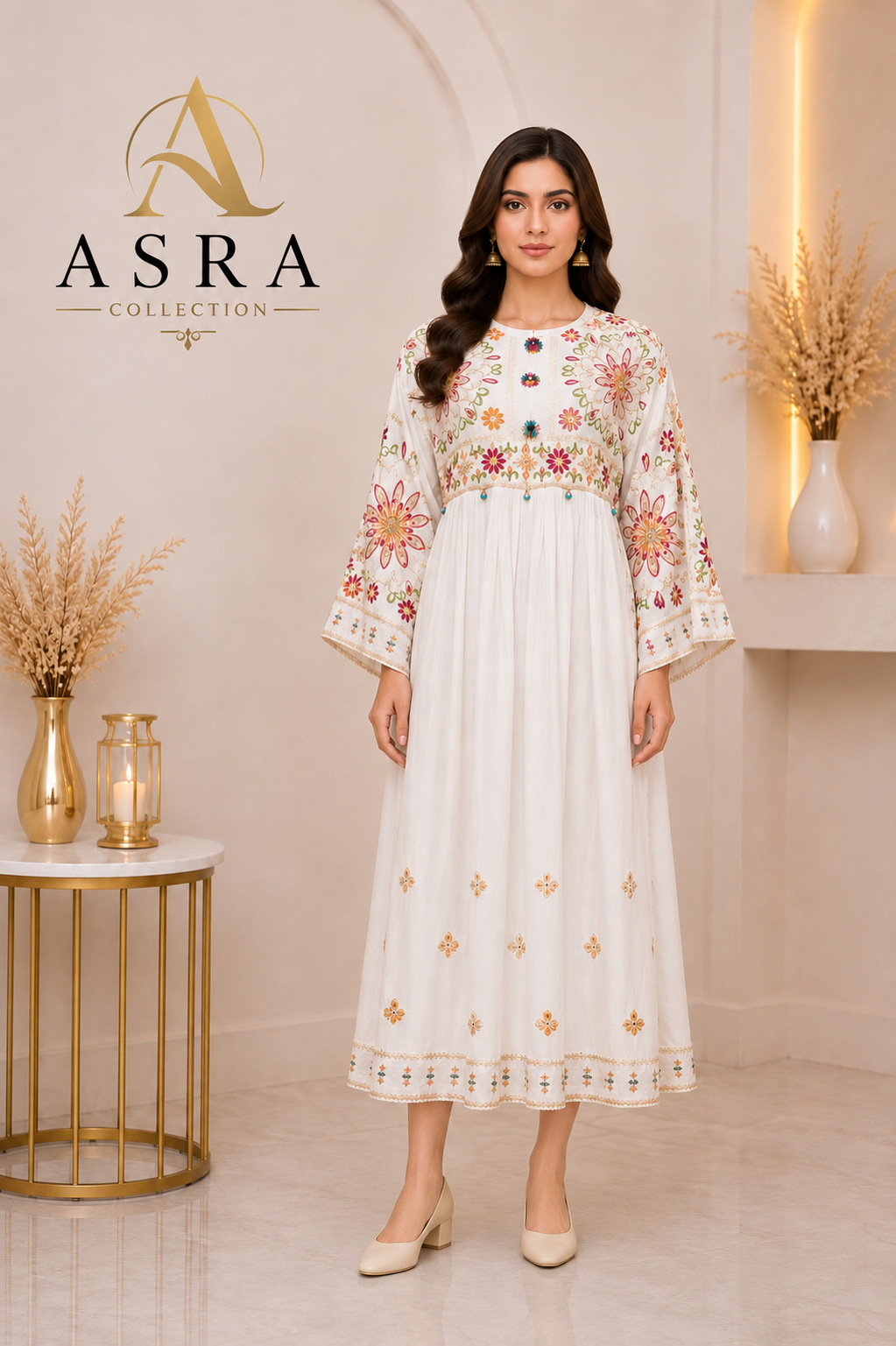 Embroidered One-Piece Long Dress