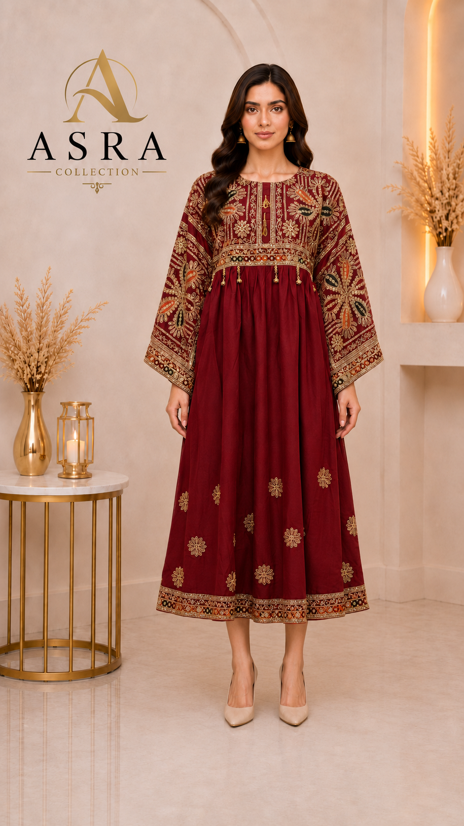 Embroidered One-Piece Long Dress