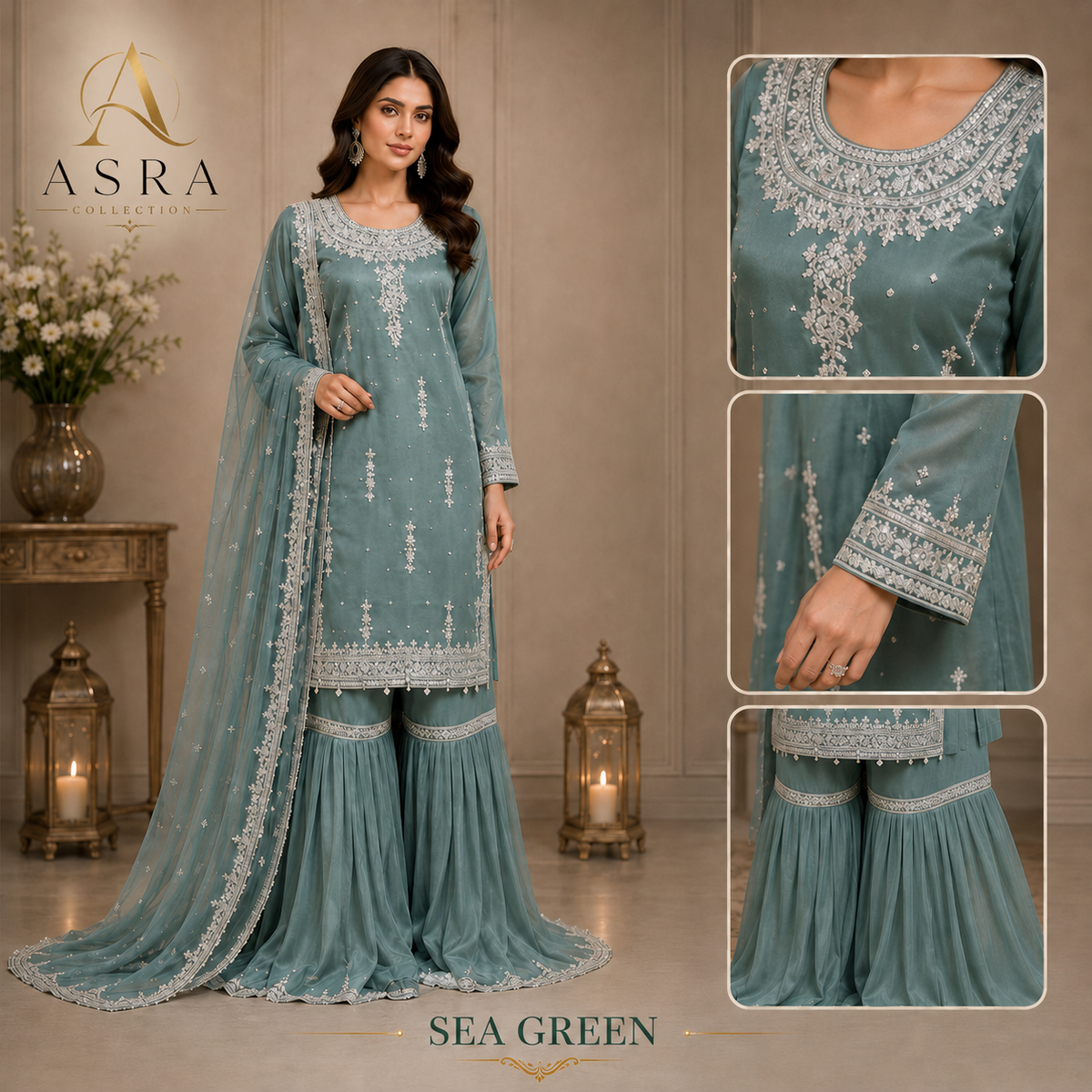 Serene Embroidered Sharara Set