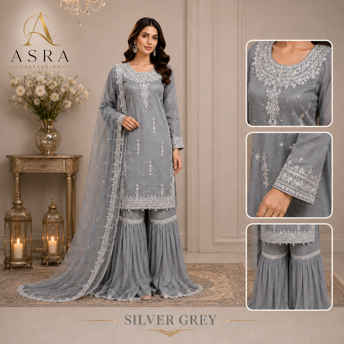 Serene Embroidered Sharara Set